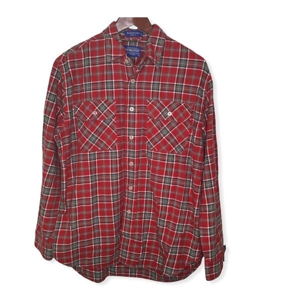 Pendleton Burnside Red and Green Plaid Flannel Button Down Long Sleeve Shirt. - Picture 1 of 6